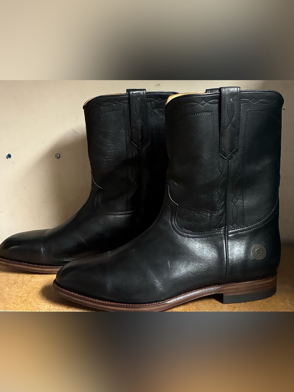 Men's Ranch Road Black leather Roper western boots SZ 12.5